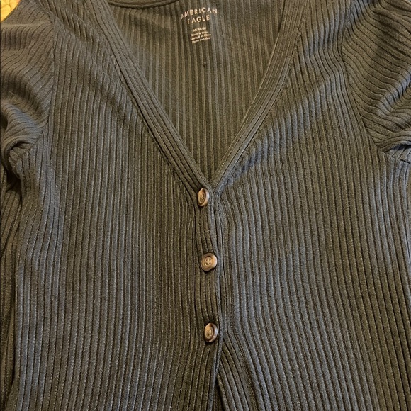American Eagle Outfitters Charcoal/Black Long Sleeve Long Duster Cardigan - Picture 5 of 9